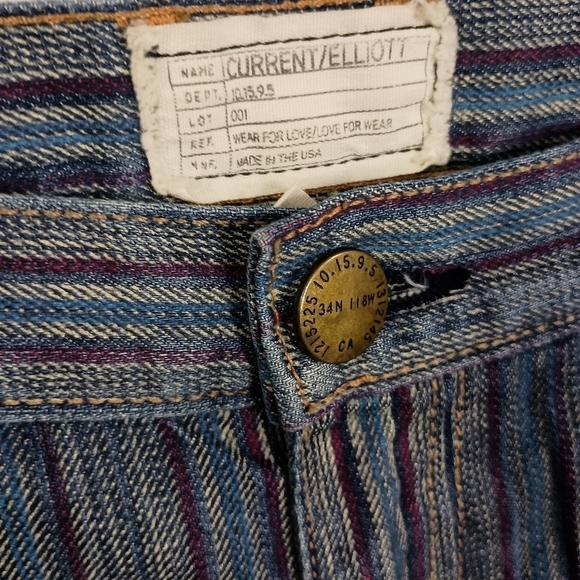 Current Elliot The Fling Indigo Pinstripe Destroyed Jeans - Picture 4 of 6